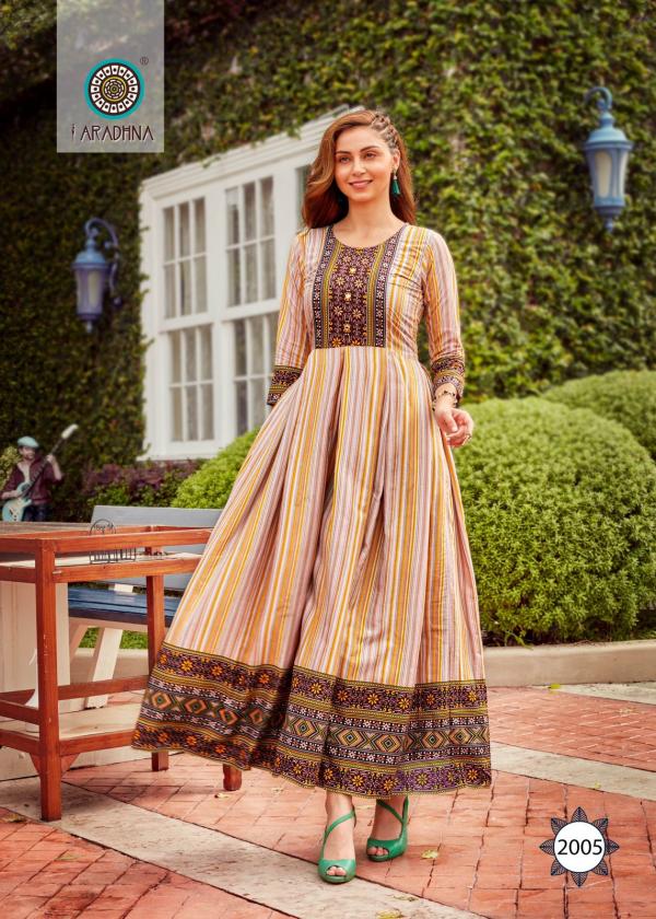 Aradhna Fashion Stripy 2 Heavy Cotton Anarkali Kurti Collection